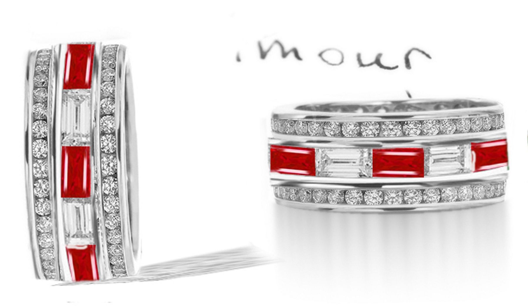 Real Love Story: Stacked Ruby & Diamond Eternity Wedding Anniversary Ring
