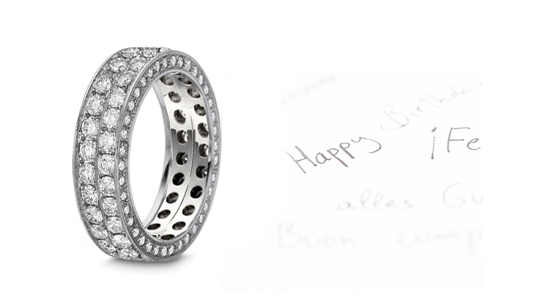Duo Micropavee Diamond Eternity Ring in Platinum & 14k White Gold Size 6