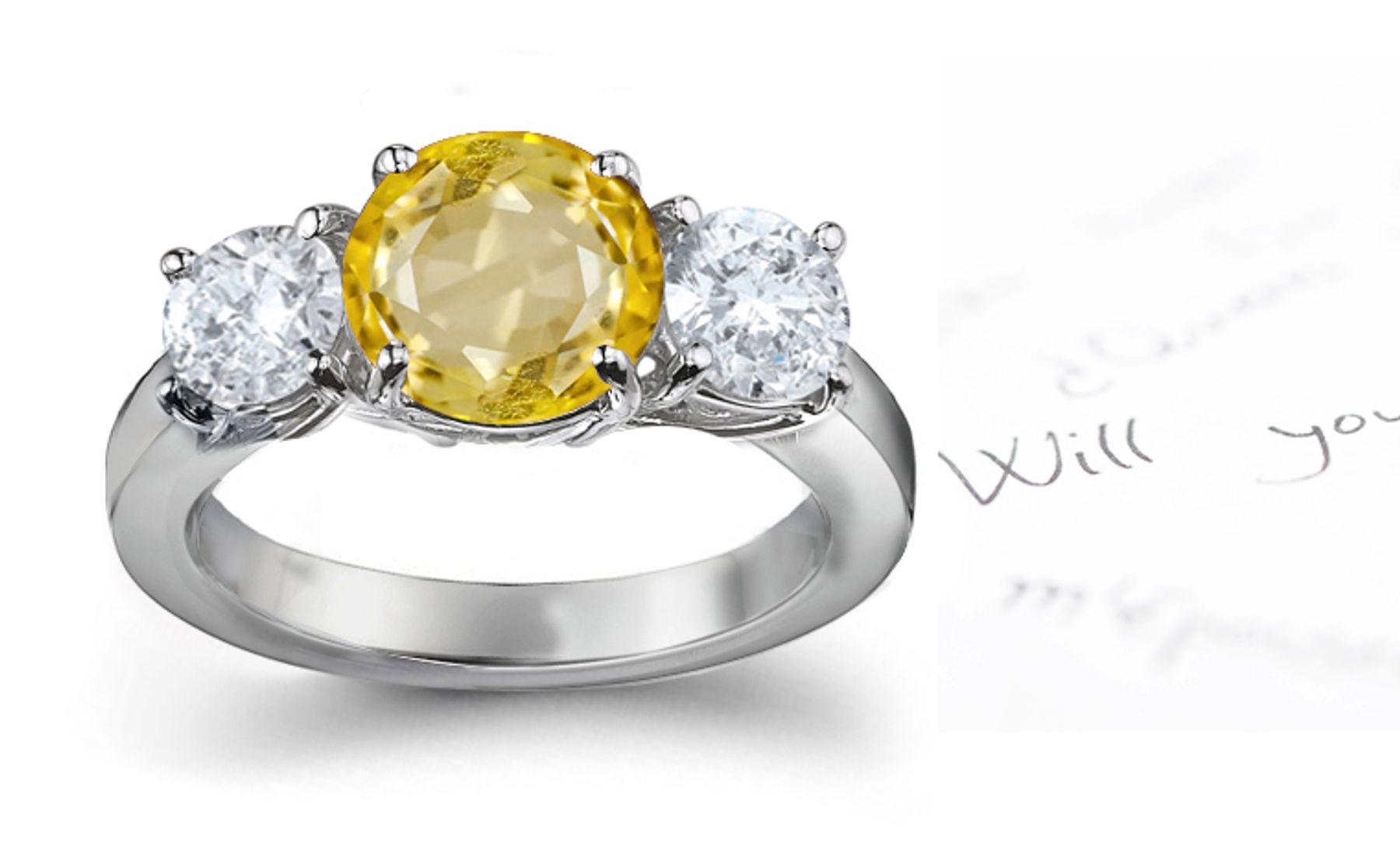 Pure & Glittering: Yellow Sapphire & Diamond Engagement Ring