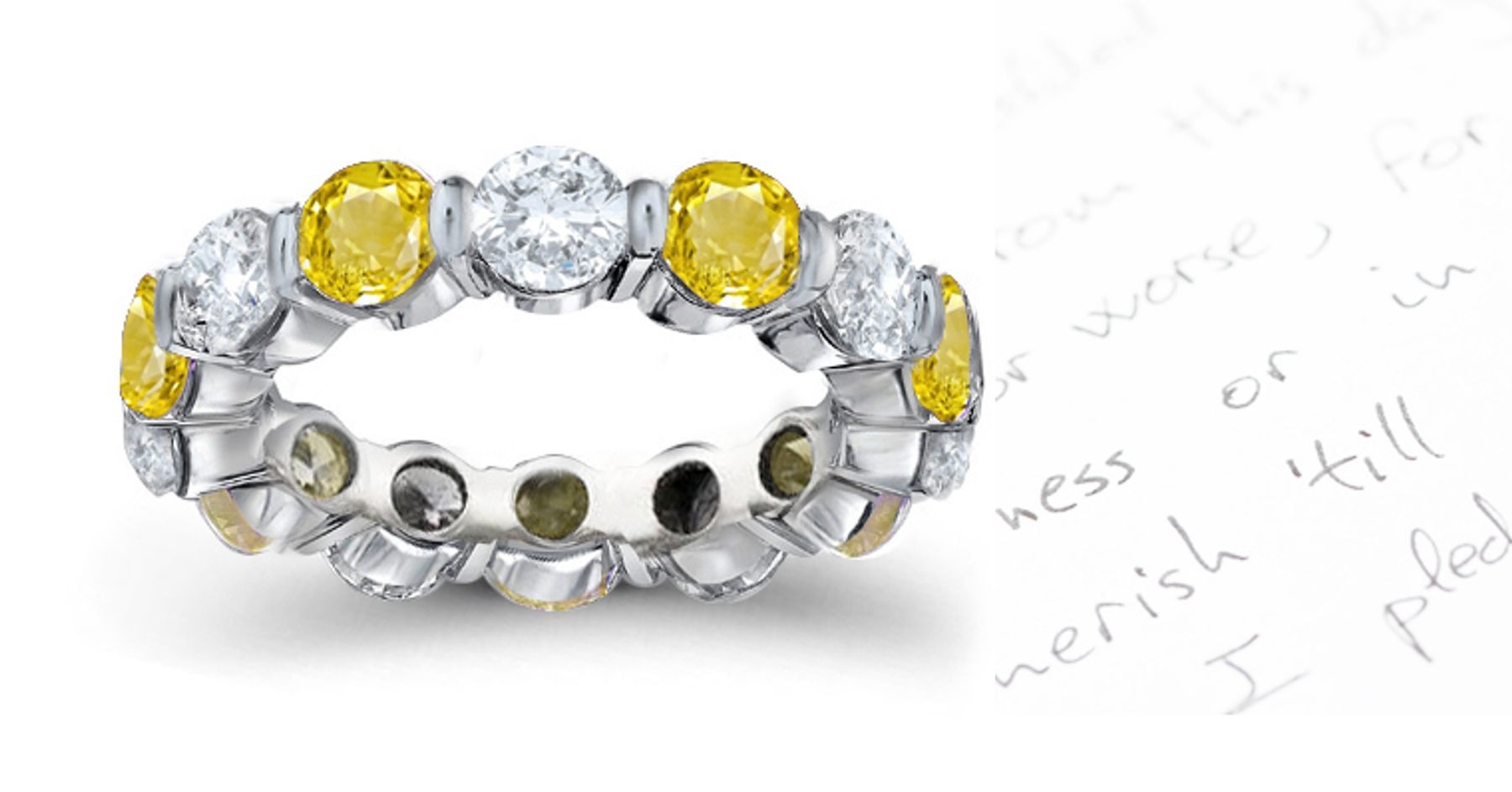 Yellow Sapphire & Diamond Bar Set Eternity Ring Will Draw Crowds Attention