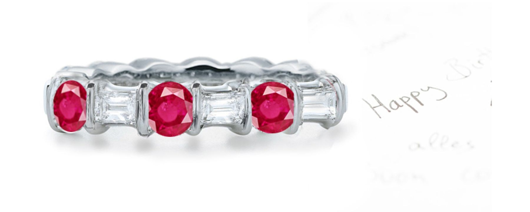 As Red As True Love: Bright Red Ruby & Diamond Eternity Ring