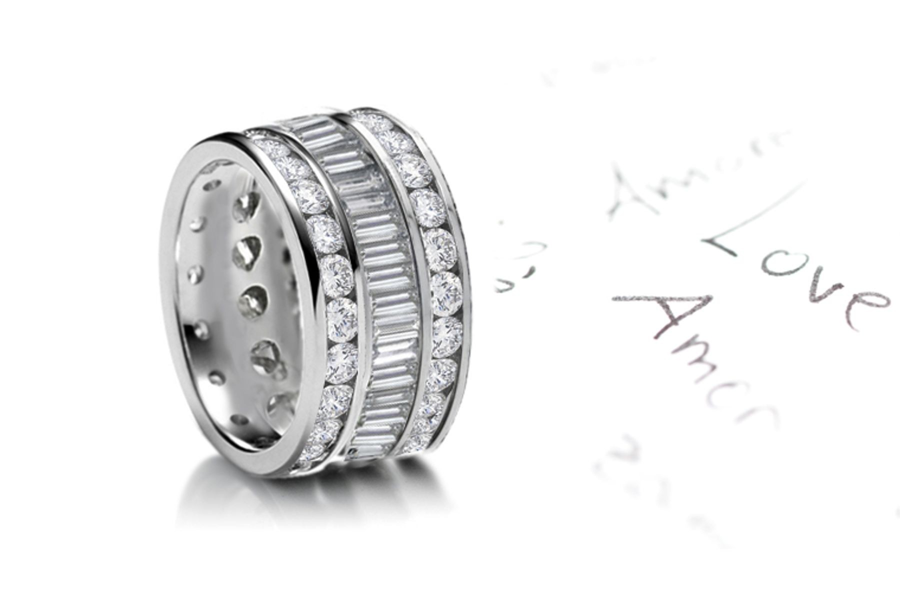 Baguette Cut & Round Diamond Anniversary Band