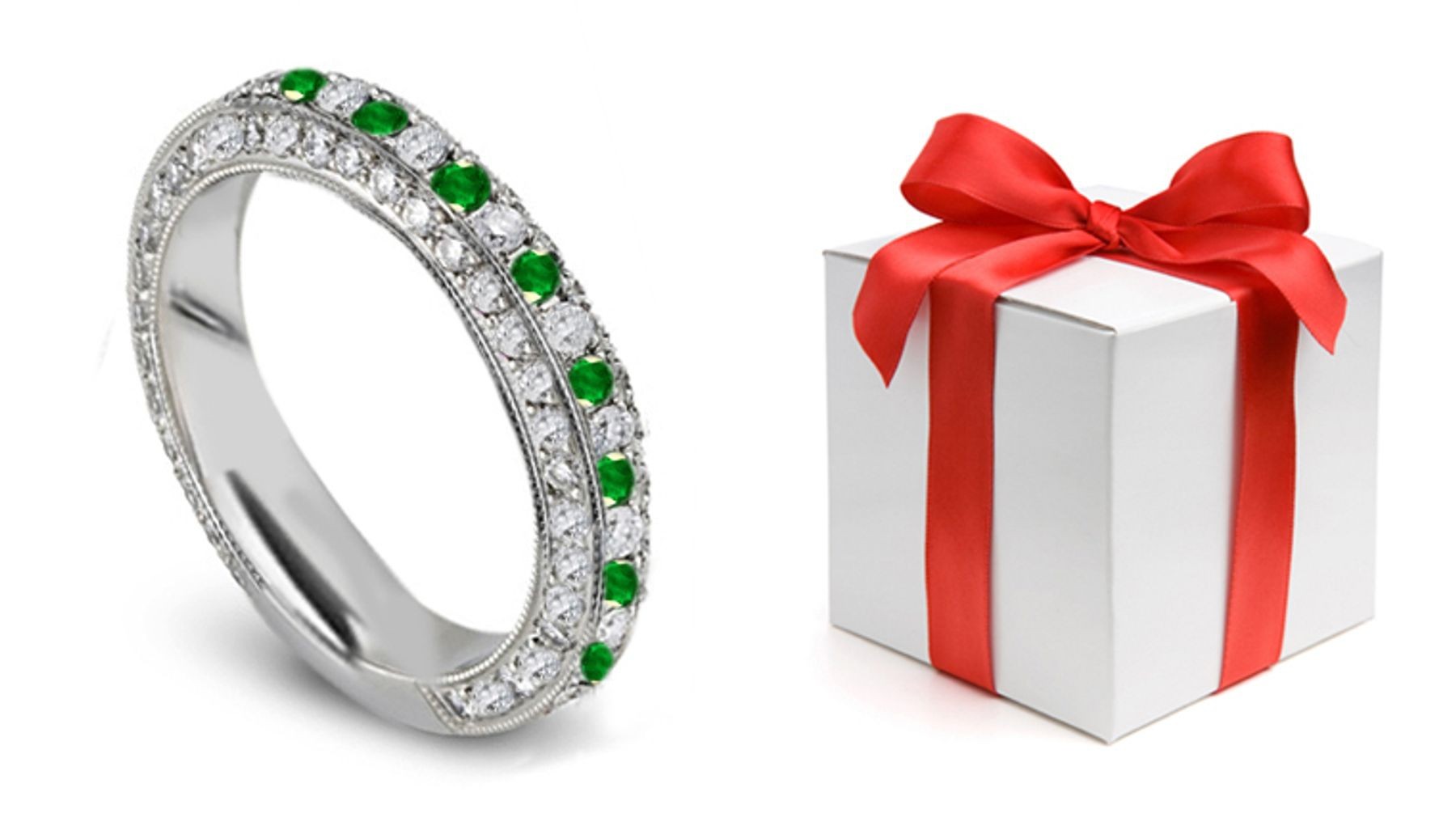 The Noblest: Glittering Diamond & Emerald Eternity Wedding Band