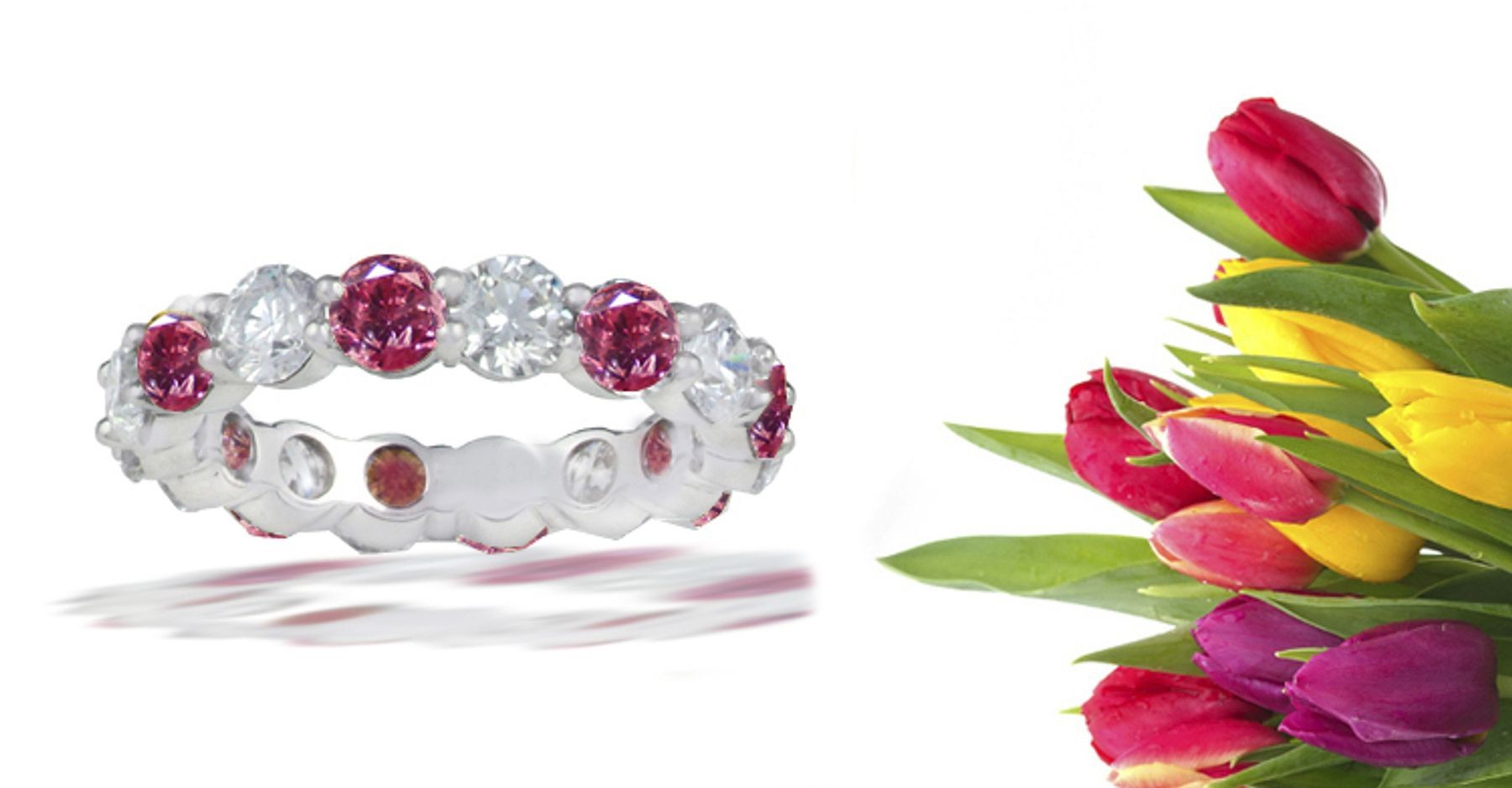 Prong Set White & Pink Pink Diamond Wedding Anniversary Ring Size 3 - 8