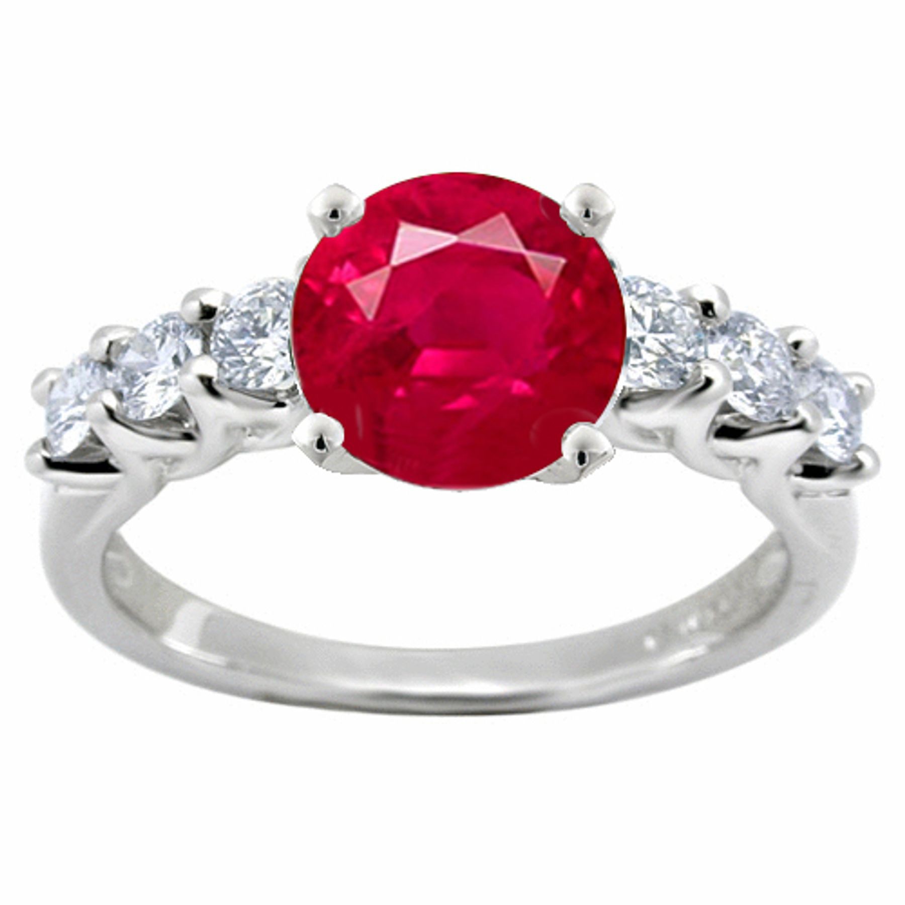 Ruby Diamond Ring: Ruby Round and Round Diamonds in Platinum