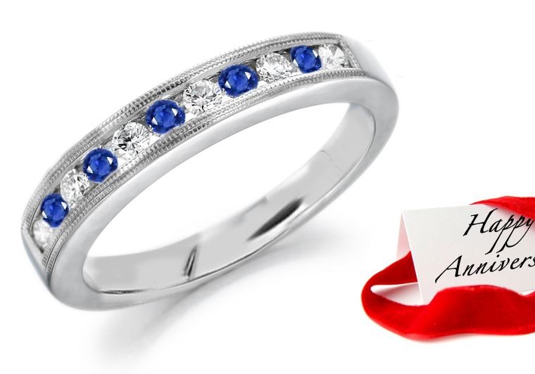 Mens Diamond Sapphire Ring in Platinum & Gold