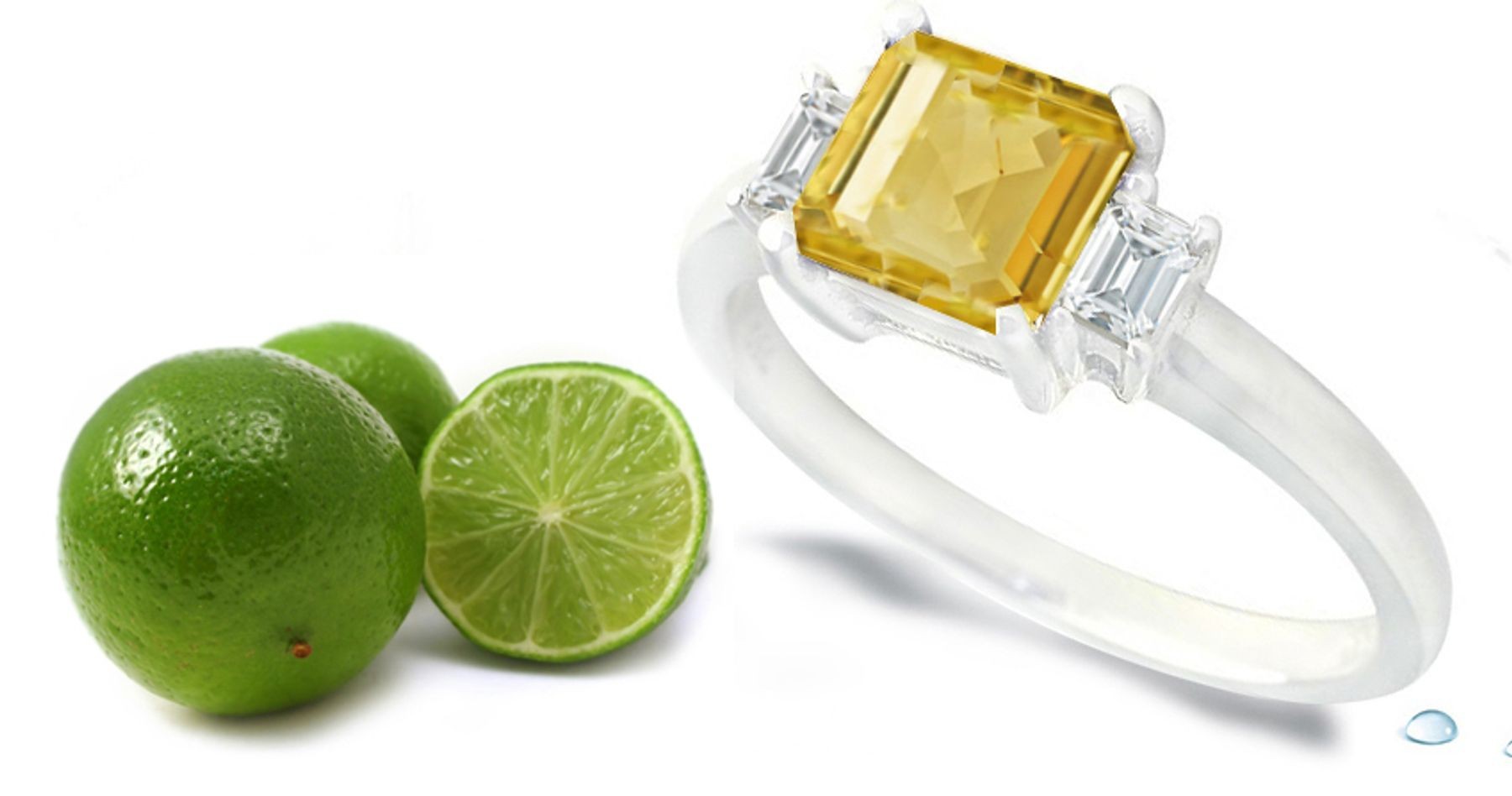 Our custom designs will enhance any color gemstone. Spectacular Square Yellow Sapphire with Emerald-Cut Diamonds Ring in Platinum & 14k White Gold