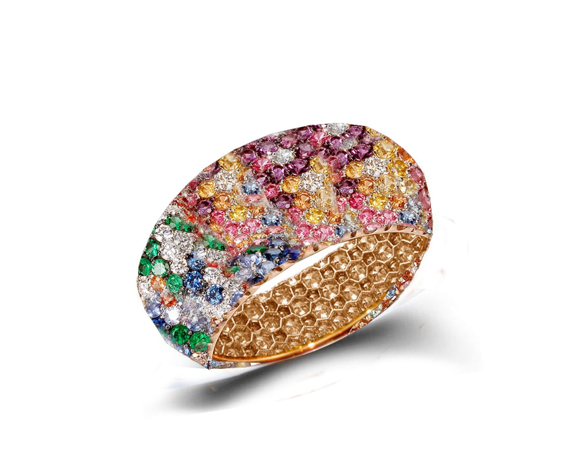 Eternity Ring with Rainbow Sapphires in Gold or Platinum