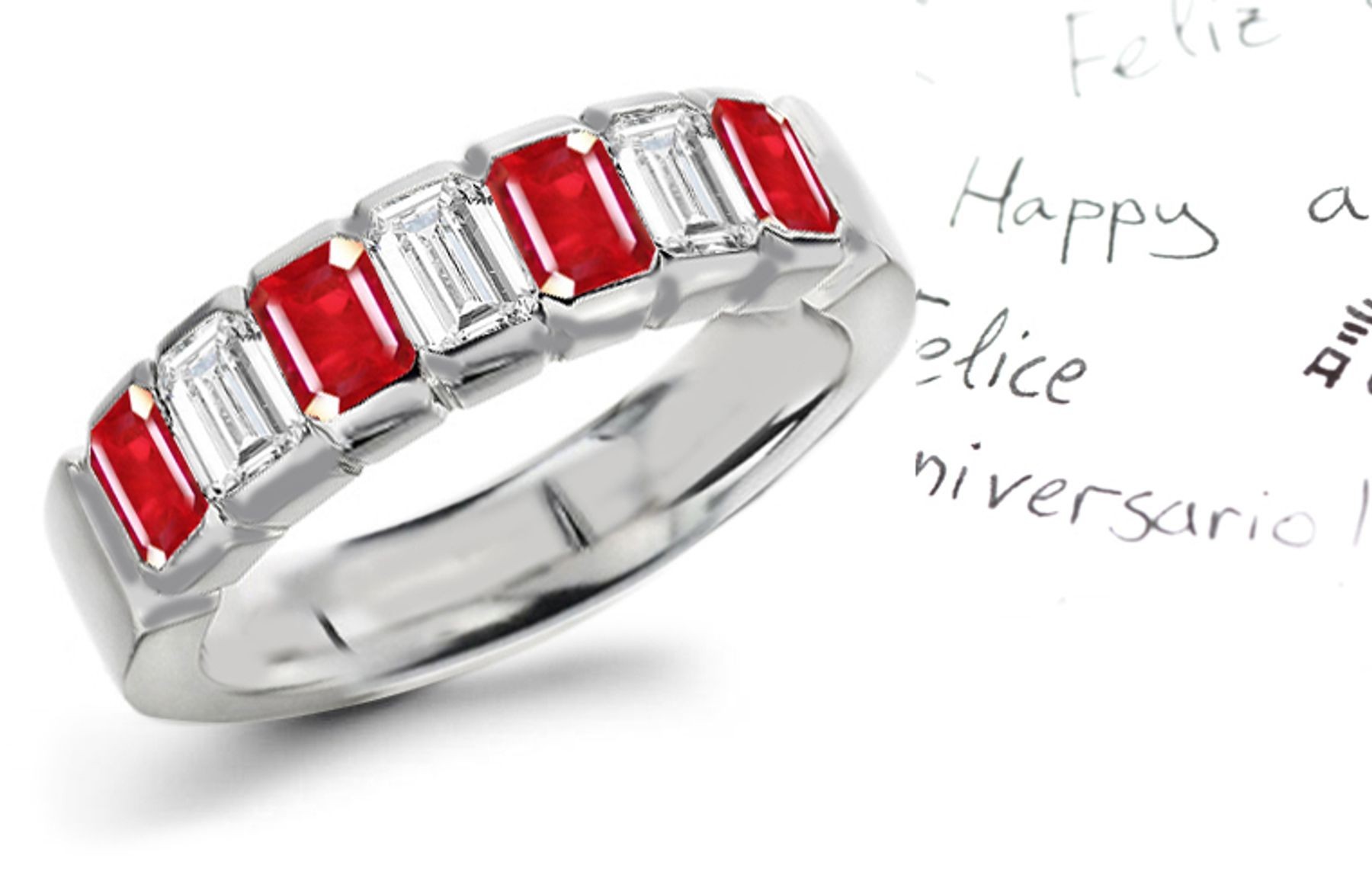 Elegant & Refined: Gold Ruby & Diamond Wedding Anniversary Eternity Ring
