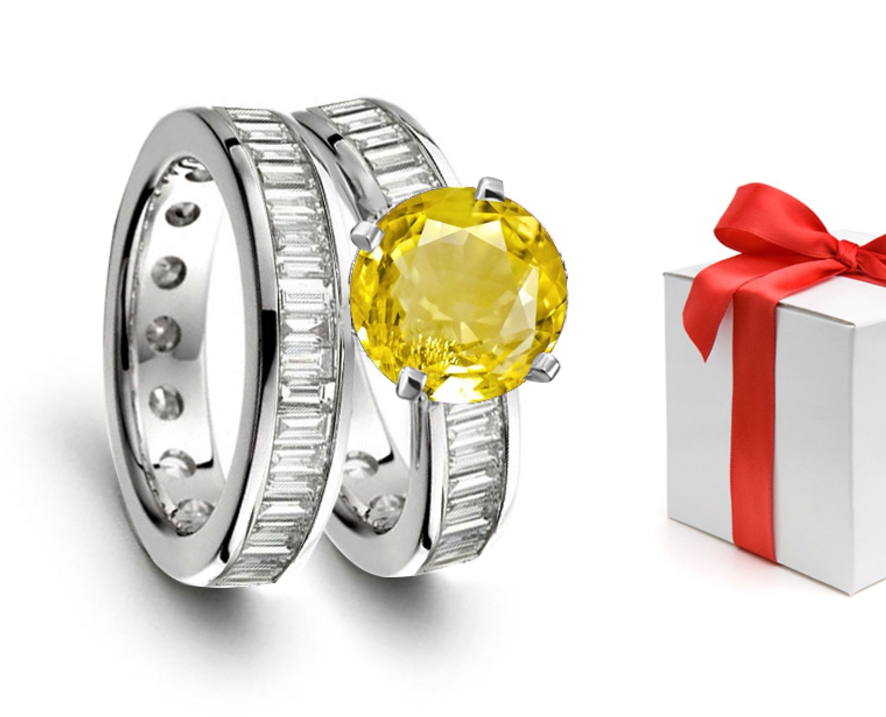Promises: Lively Yellow Sapphire & Diamond Wedding & Engagement Rings