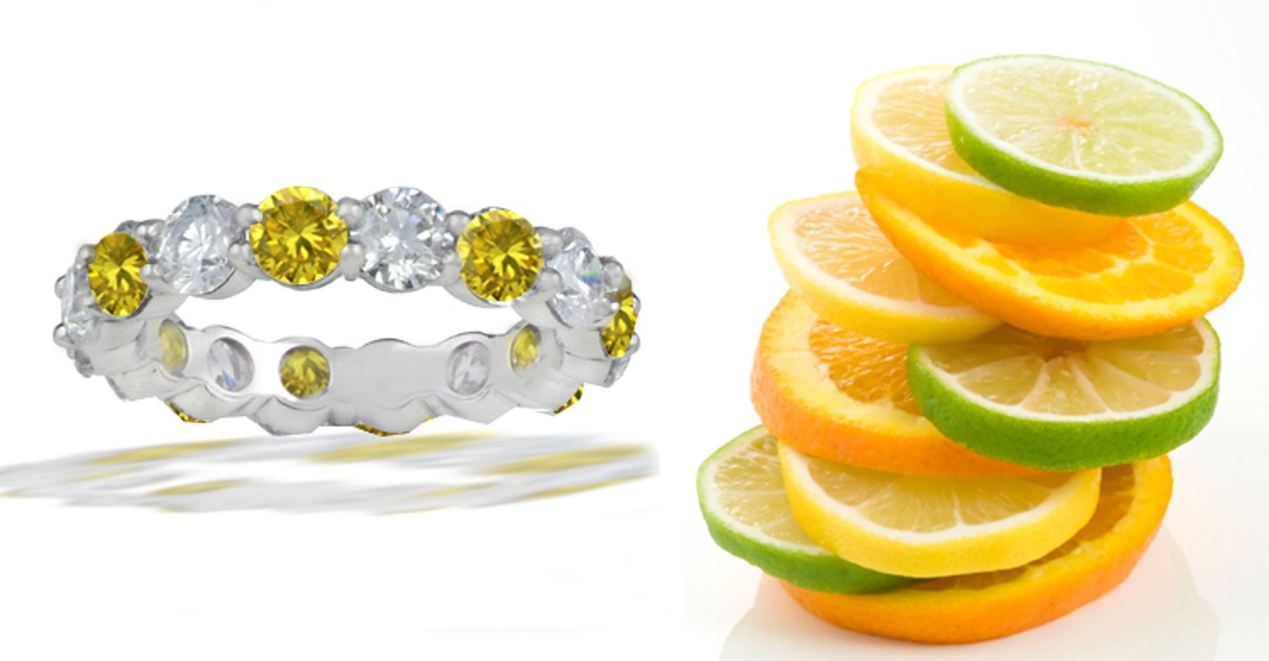 Platinum Yellow Diamond Shared Prong Eternity Ring