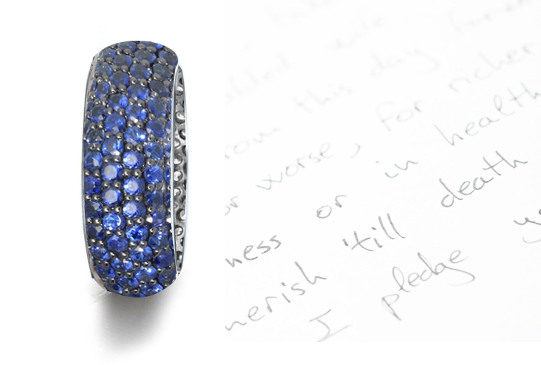 6 mm Wide Micropavee Encrusted Corn Flower Blue Sapphire Ring