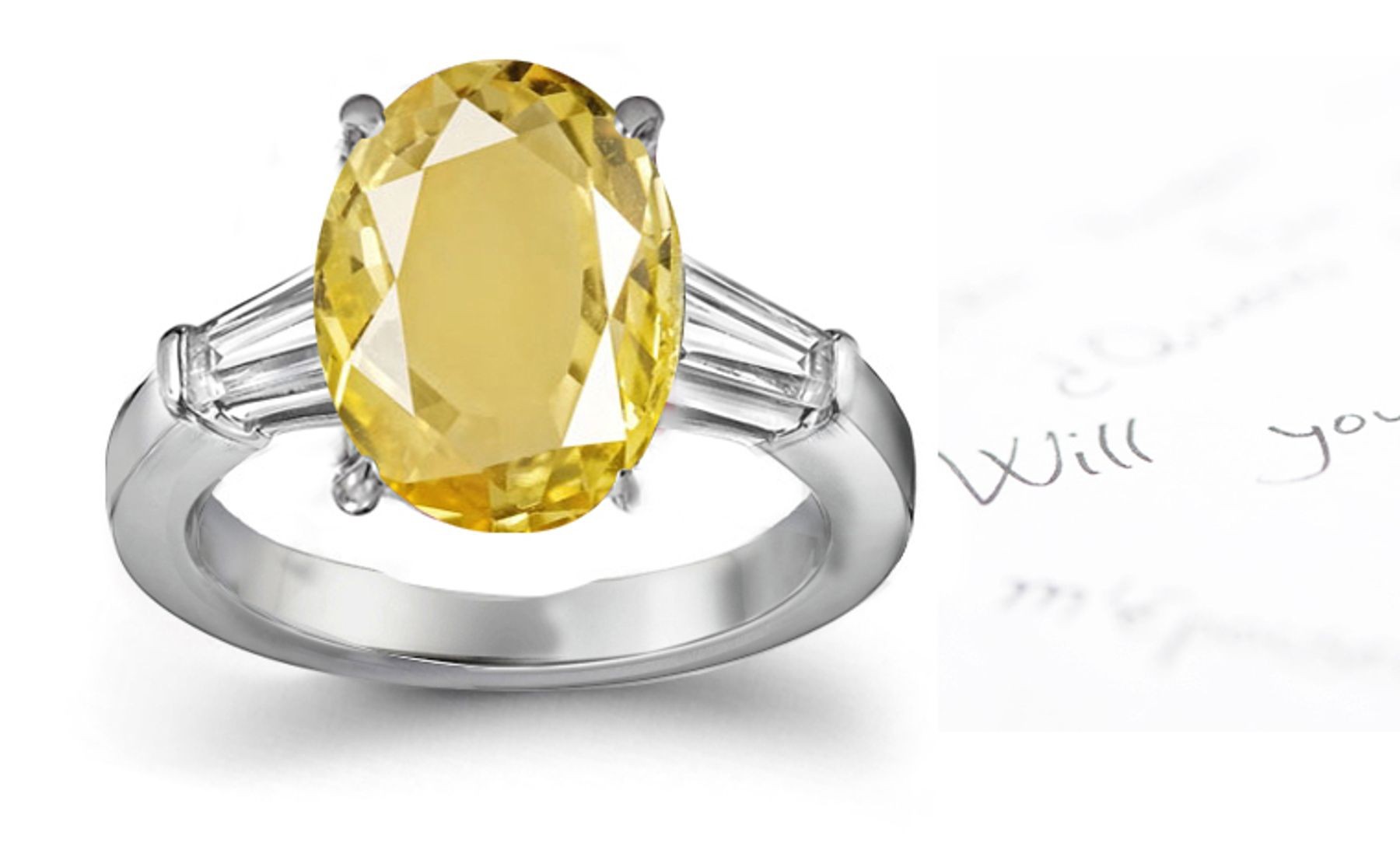 Yellow Sapphire Oval & Diamond Designer Rings