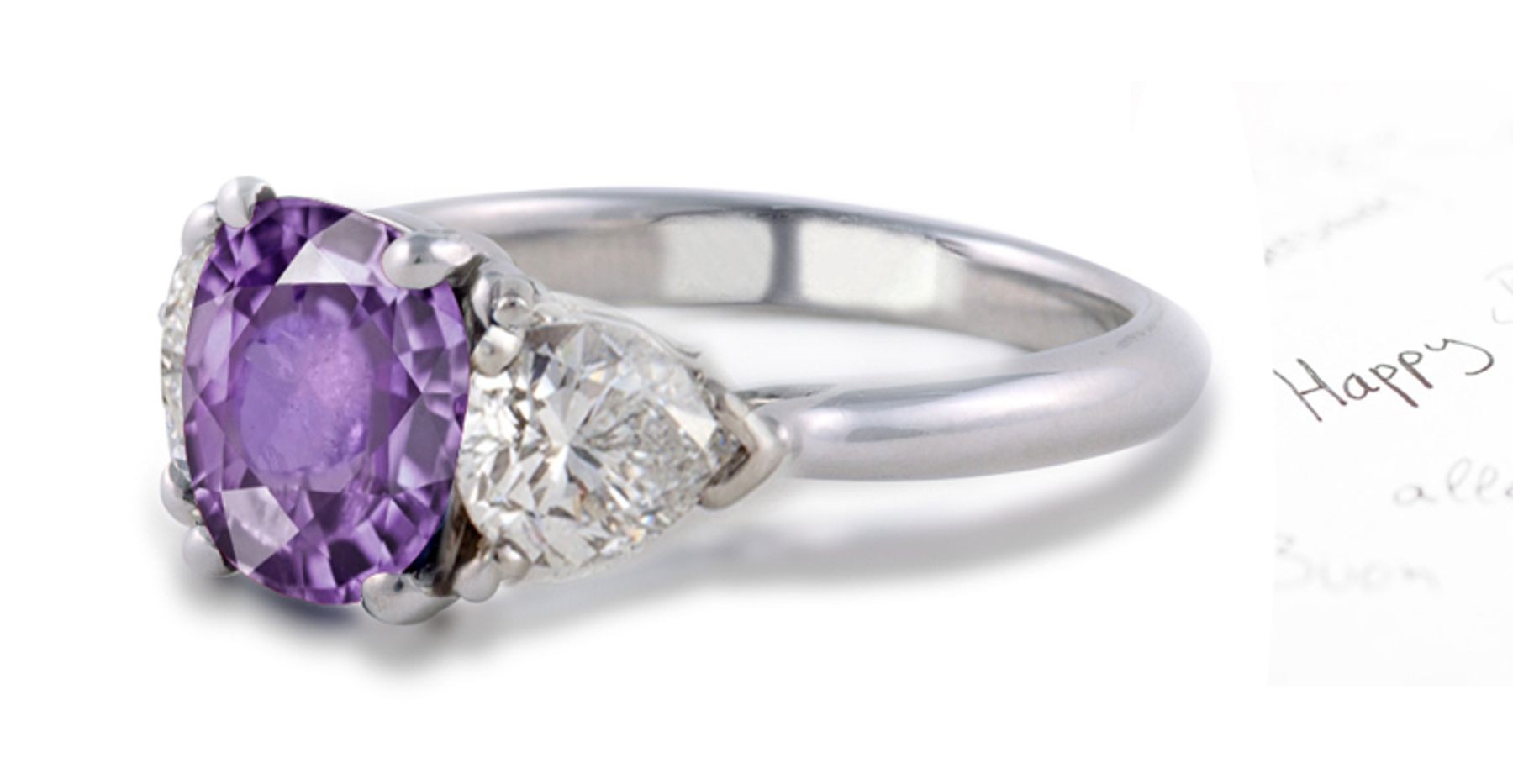Fine Very Popular Purple Sapphire & Glittering Diamond Engagement Ring