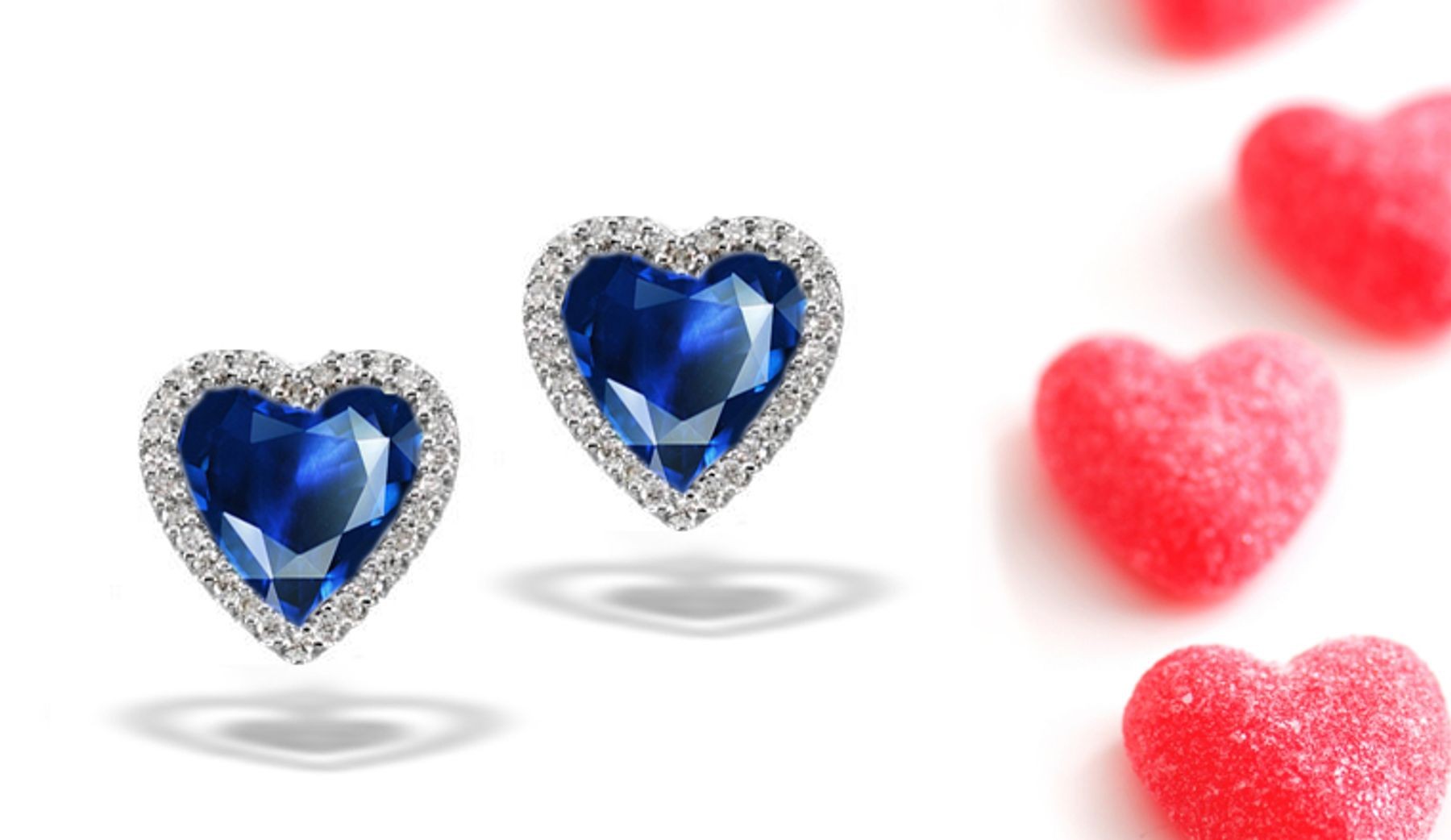 Fancy Designer Colored Gemstone Jewelry: Blue Sapphire & Diamond Studded Earrings