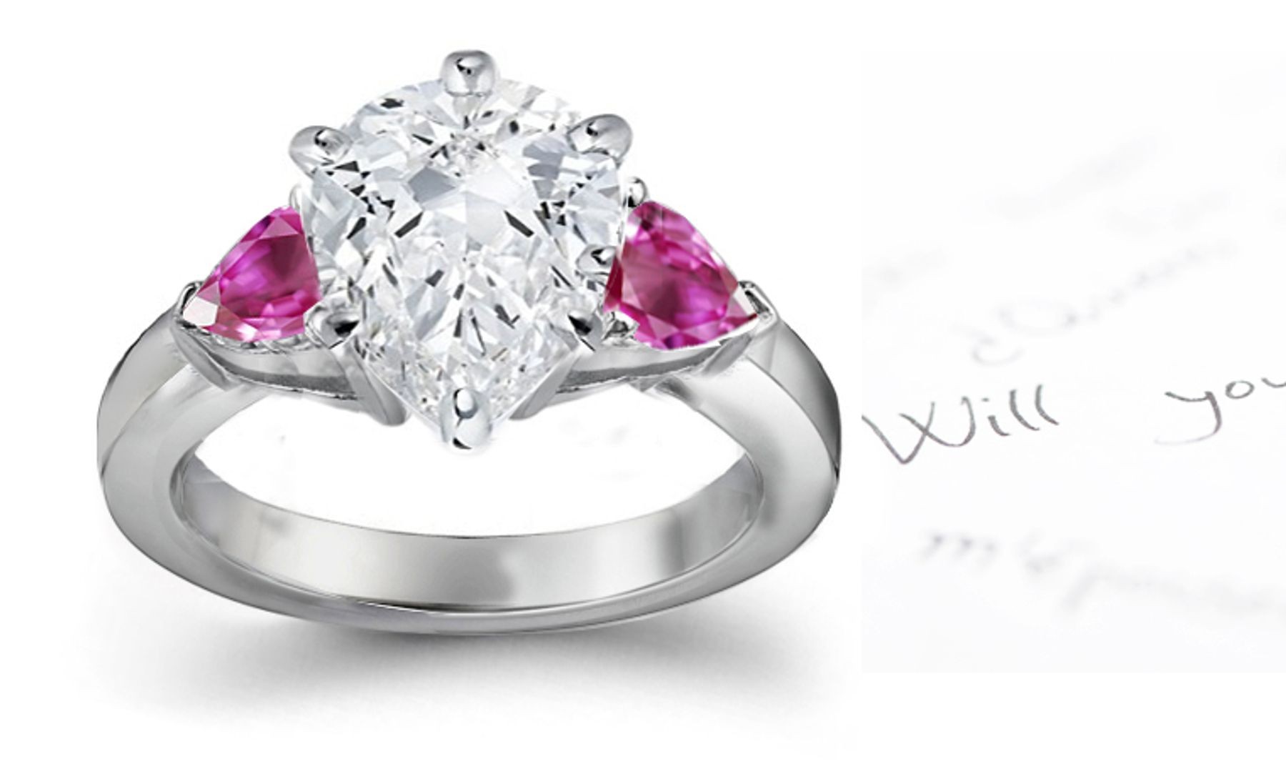 Pink Pears Sapphire & Diamond Pears Premier Designer Rings