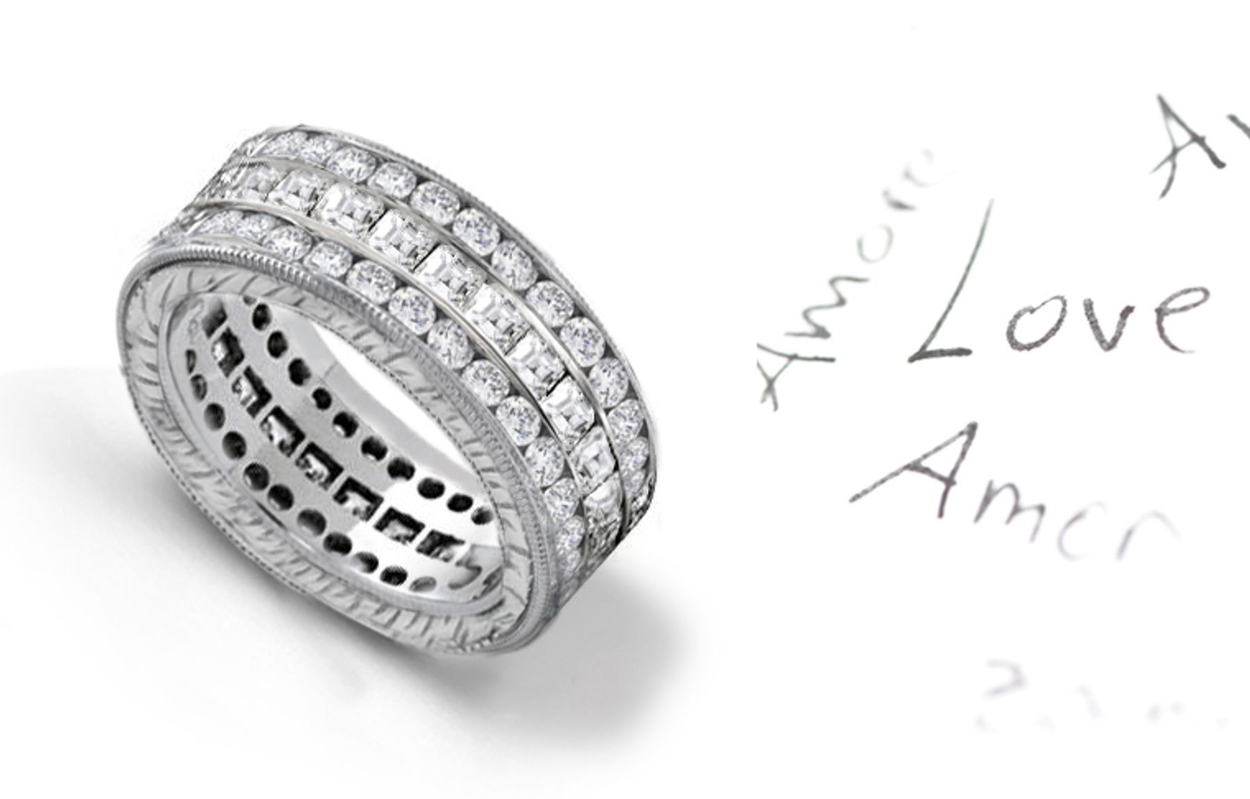 Designer Jewelry: Exquisite Triple Stacked Diamond Eternity Bands