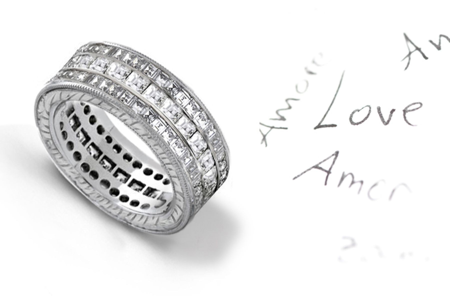 Brilliant: Dramatic Triple Stacked Gleaming Diamond Eternity Bands