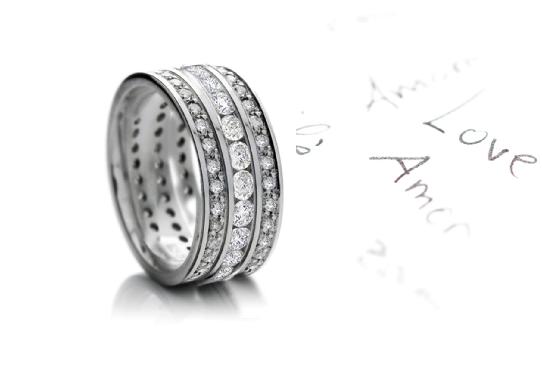 Grace & Sophistication:Triple Gleaming Brilliant Diamond Eternity Bands