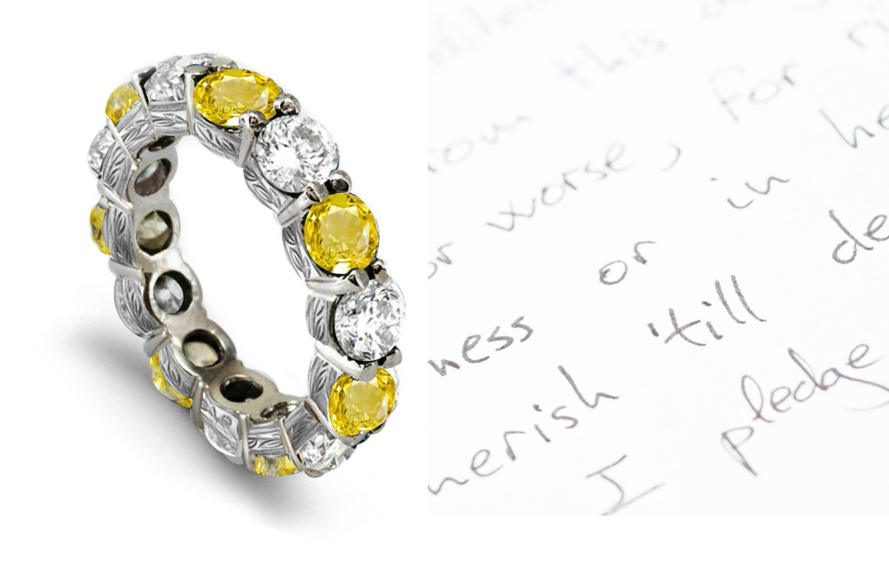 Yellow Sapphire & Diamond Eternity Band will Make Mind Thinking in Wonder