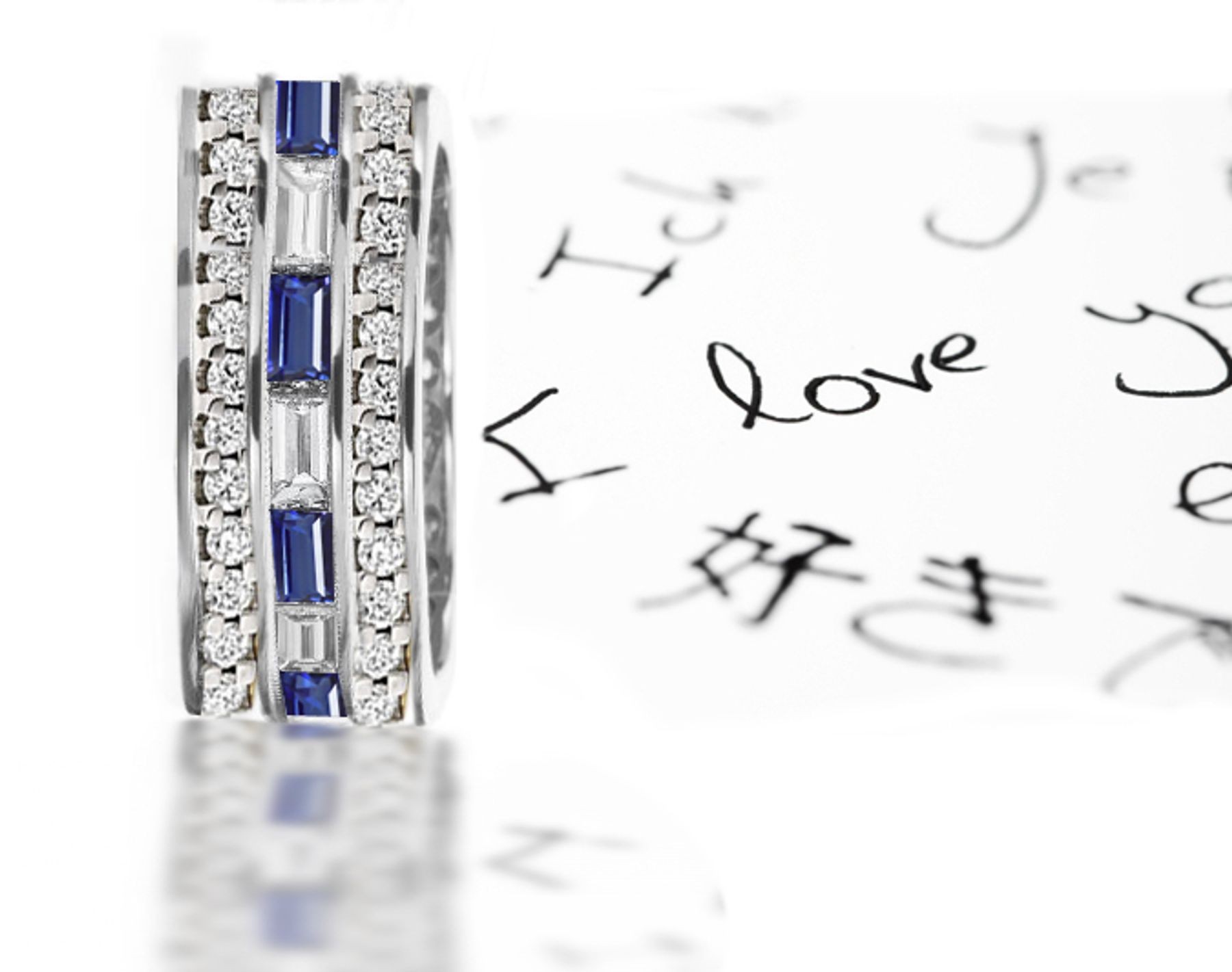 Stacked Sapphire Diamond Eternity Wedding Band