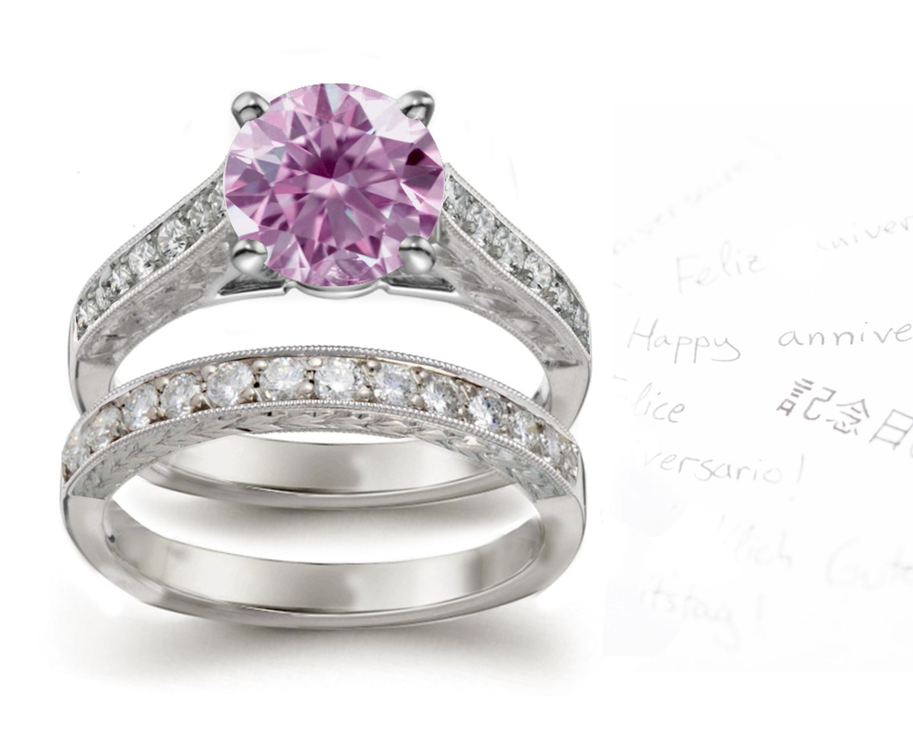 Purple Diamond Engagement & Wedding Ring
