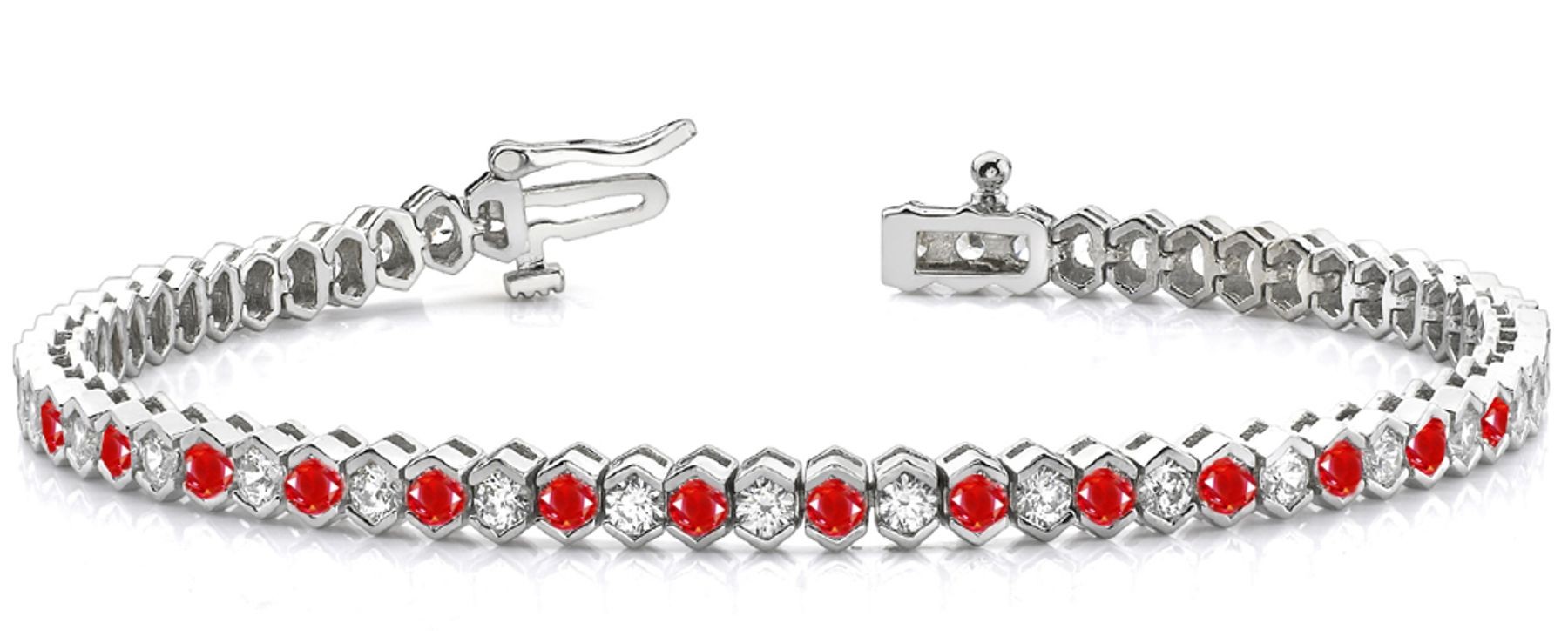 Circles of Ruby & Diamond Link Bracelet