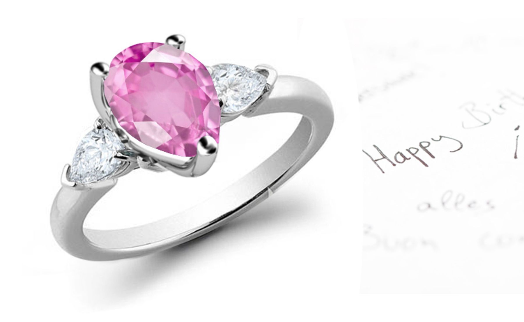 Pink Pears Sapphire & Diamond Pears Designer Ring