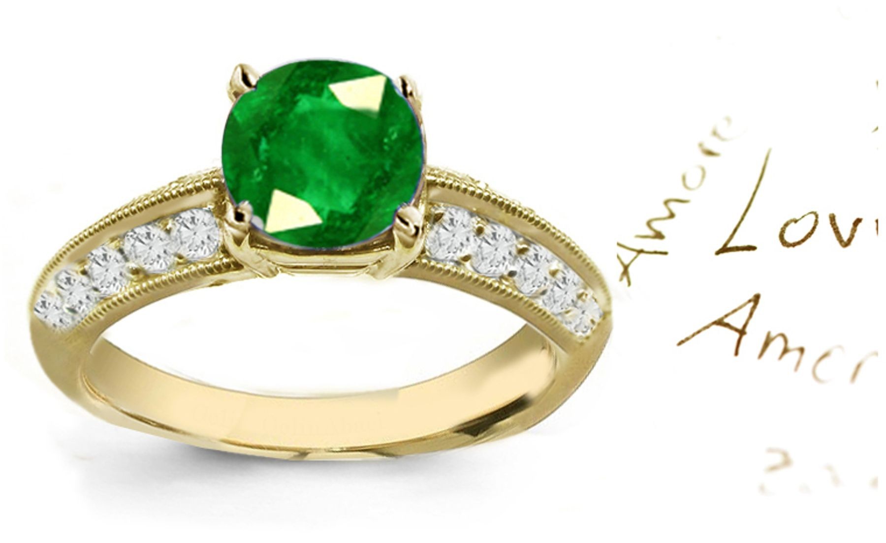 Courts & Workshops: Whole Round Emerald Diamond & 14k Yellow Gold Ring Save 50%