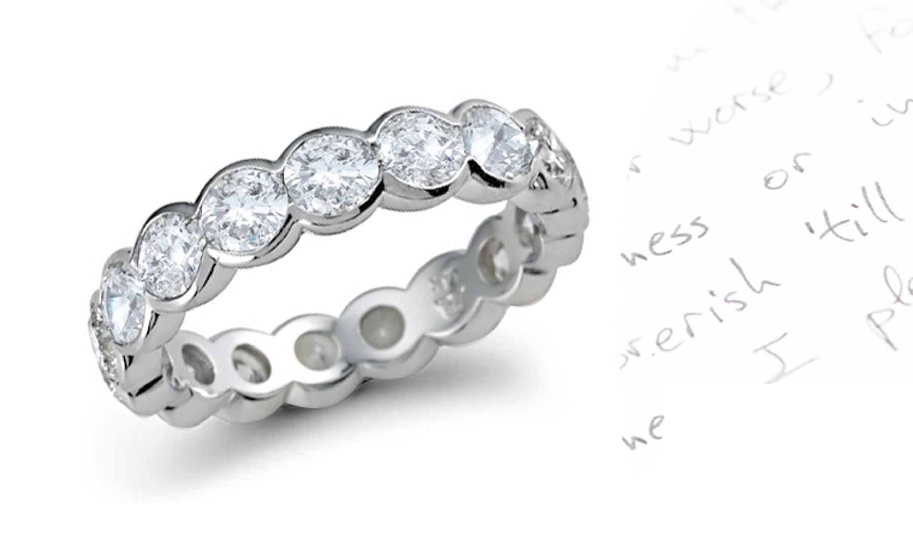 Nature Designed Rings: Sleek Half Bezel Set Diamond Eternity Rinin Polished Platinum