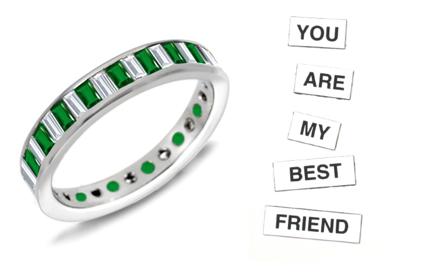 Certified Baguette Diamond & Baguette Emerald Ring in 1 to 5 cts & Platinum