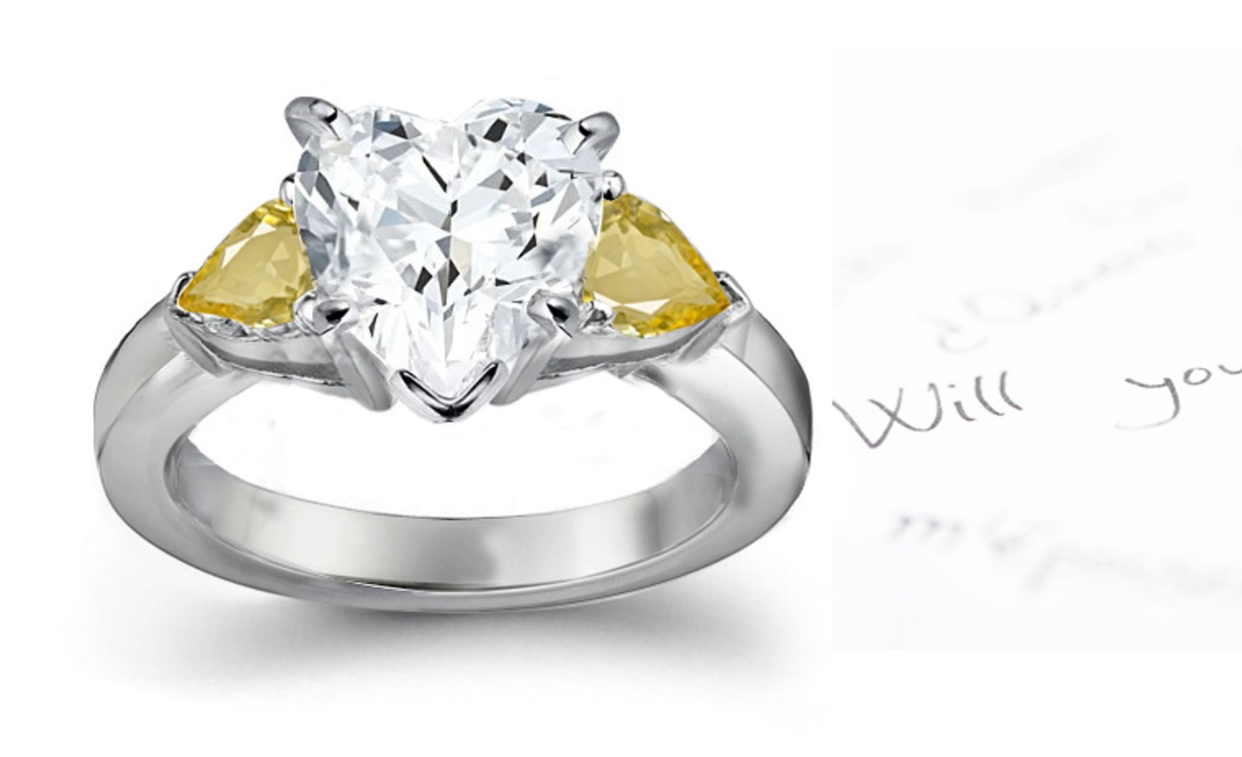 2013 Catalog No. 5 - Product Details: Beauty & Style: Yellow Pears Sapphire & Diamond Heart Designer Rings