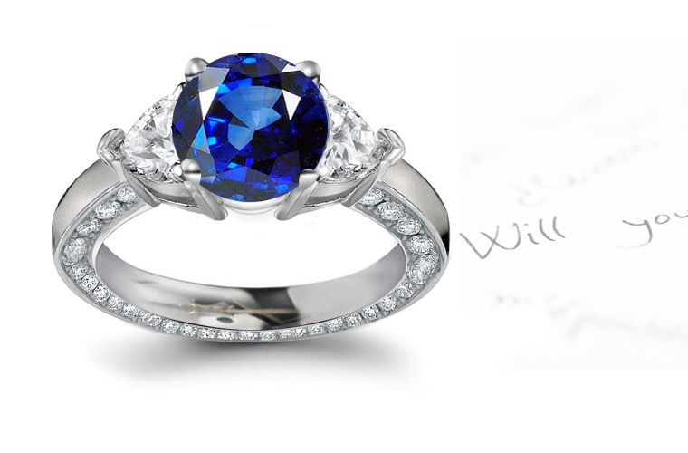 Allure of Gold: Voicing Really Enhanced 3 Stone Blue Sapphire & Heart-Shaped Diamond Ring With Matching Tennis Bracelet