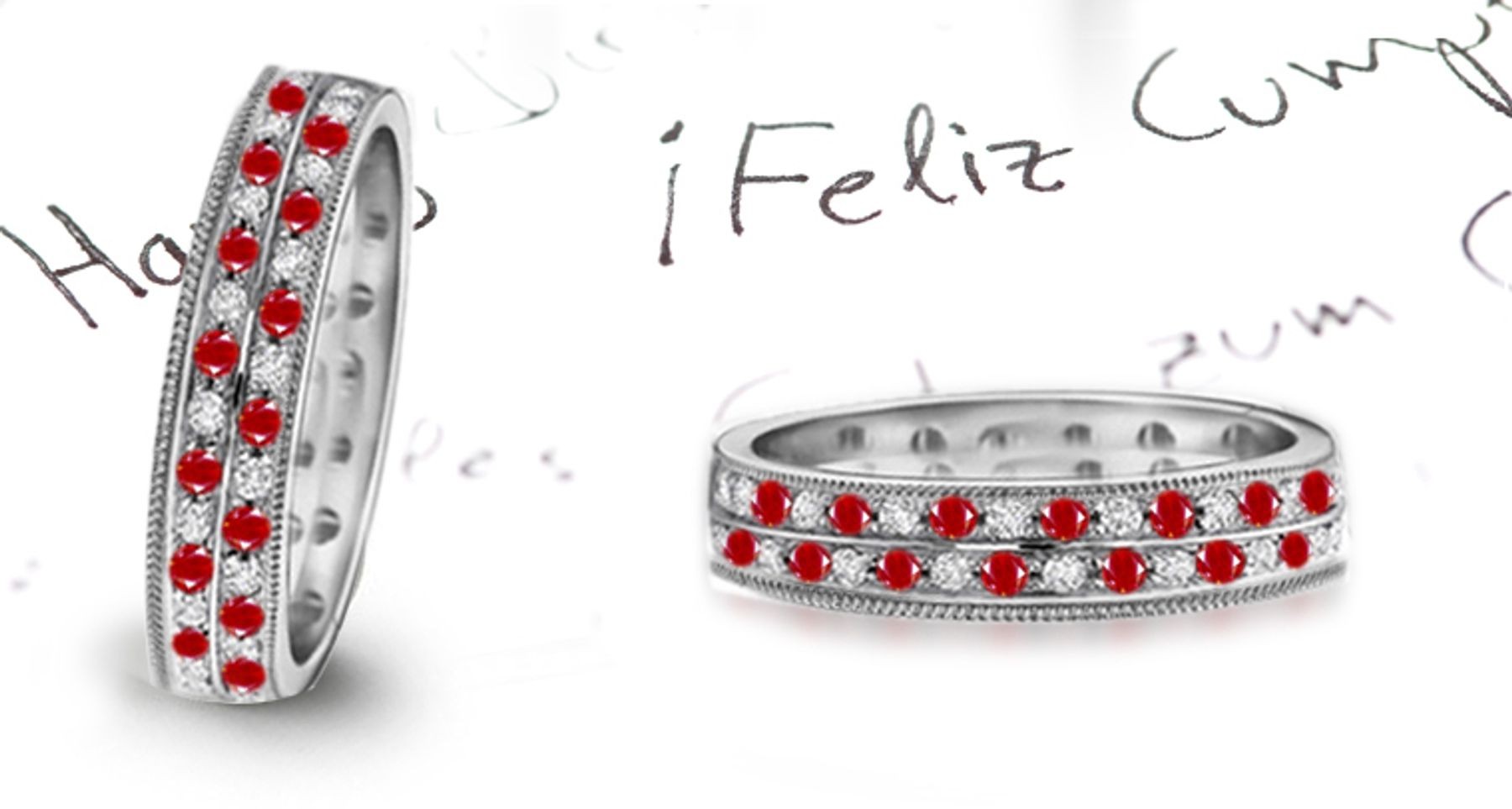 Attention to Detail Micropavee Ruby Diamond Eternity Band in Gold