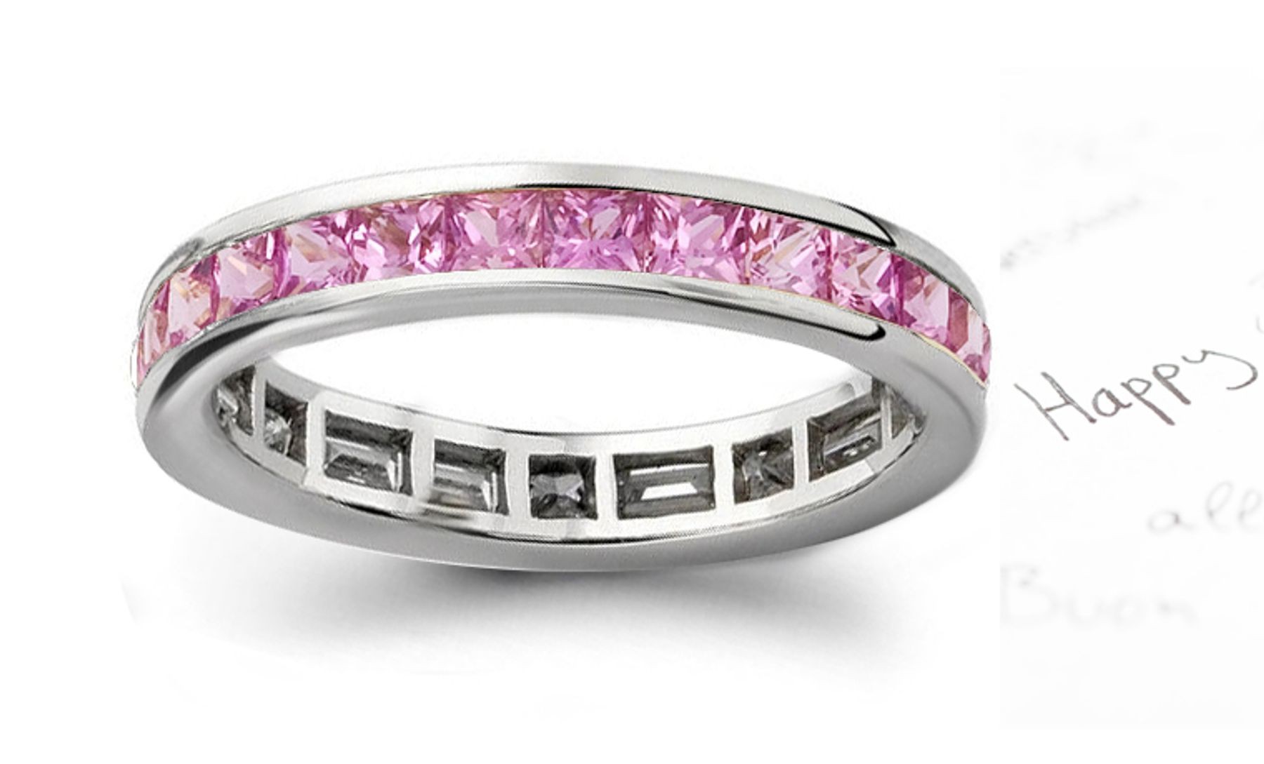 Pink Sapphire Square Eternity Ring