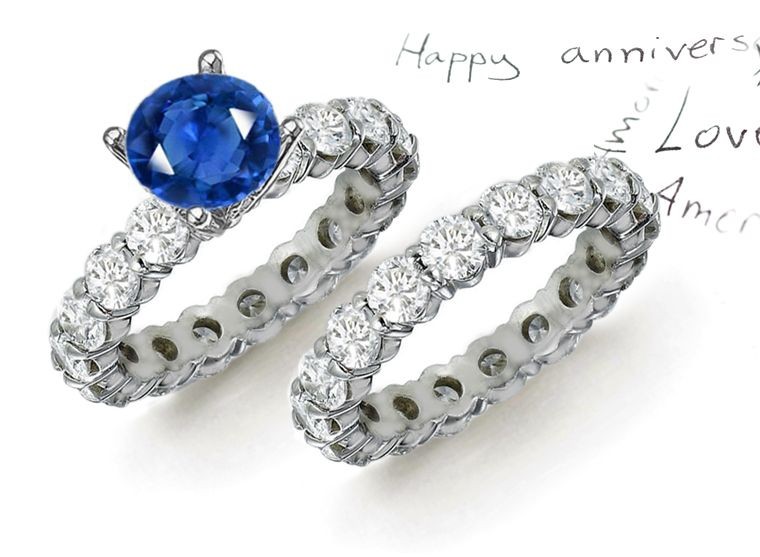 Blue & White Stones: A News Worthy Prong Set Diamond & Blue-White Sapphire Ring in 14k White Gold Women Sizes 5 6 7