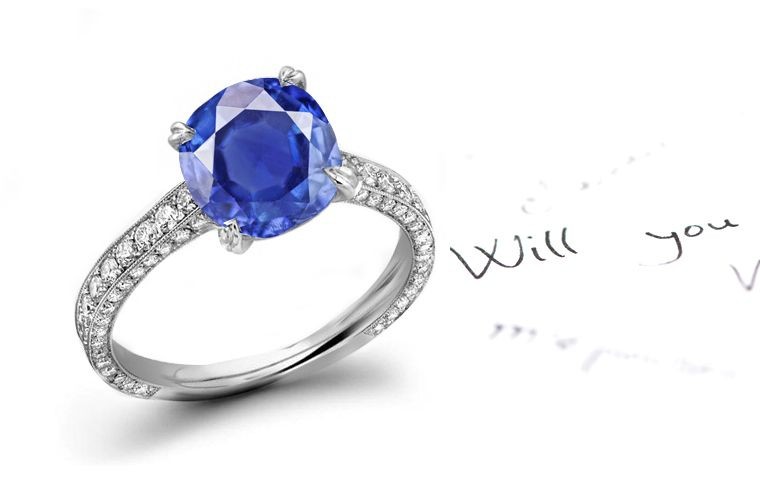 Roman Cathedral Solitaire: Popularity Testified 14k White Gold 2.36 Sapphire & Diamond Micropave Ring in Size 3 to 8