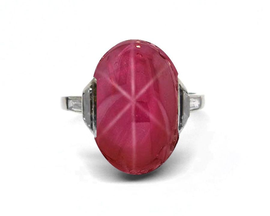 AAA 6RAYS BURMESE STAR BLOODRED Ruby & WHITE CUBIC ZIRCONIA STERLING 925 SILVER WHITE COMET RING 7