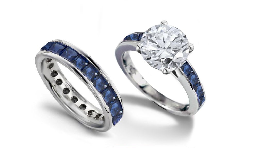 All Testify To Its Popularity: This Channel Set Sapphire & Diamond Ring in 14k White Gold, Silver & Platinum Wearer Size 6
