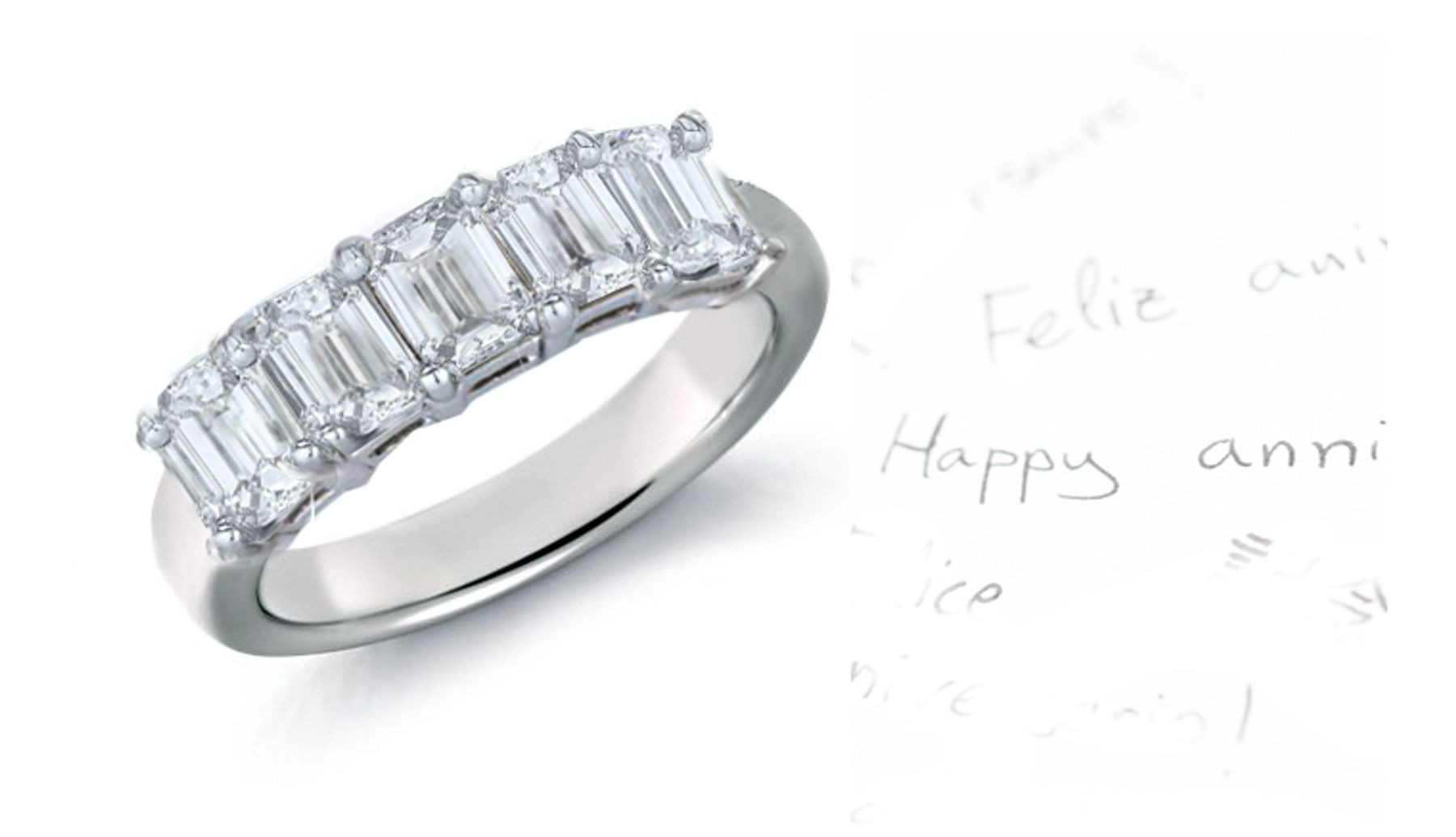 Platinum Prong Set Octagon Diamond Half Eternity Ring.