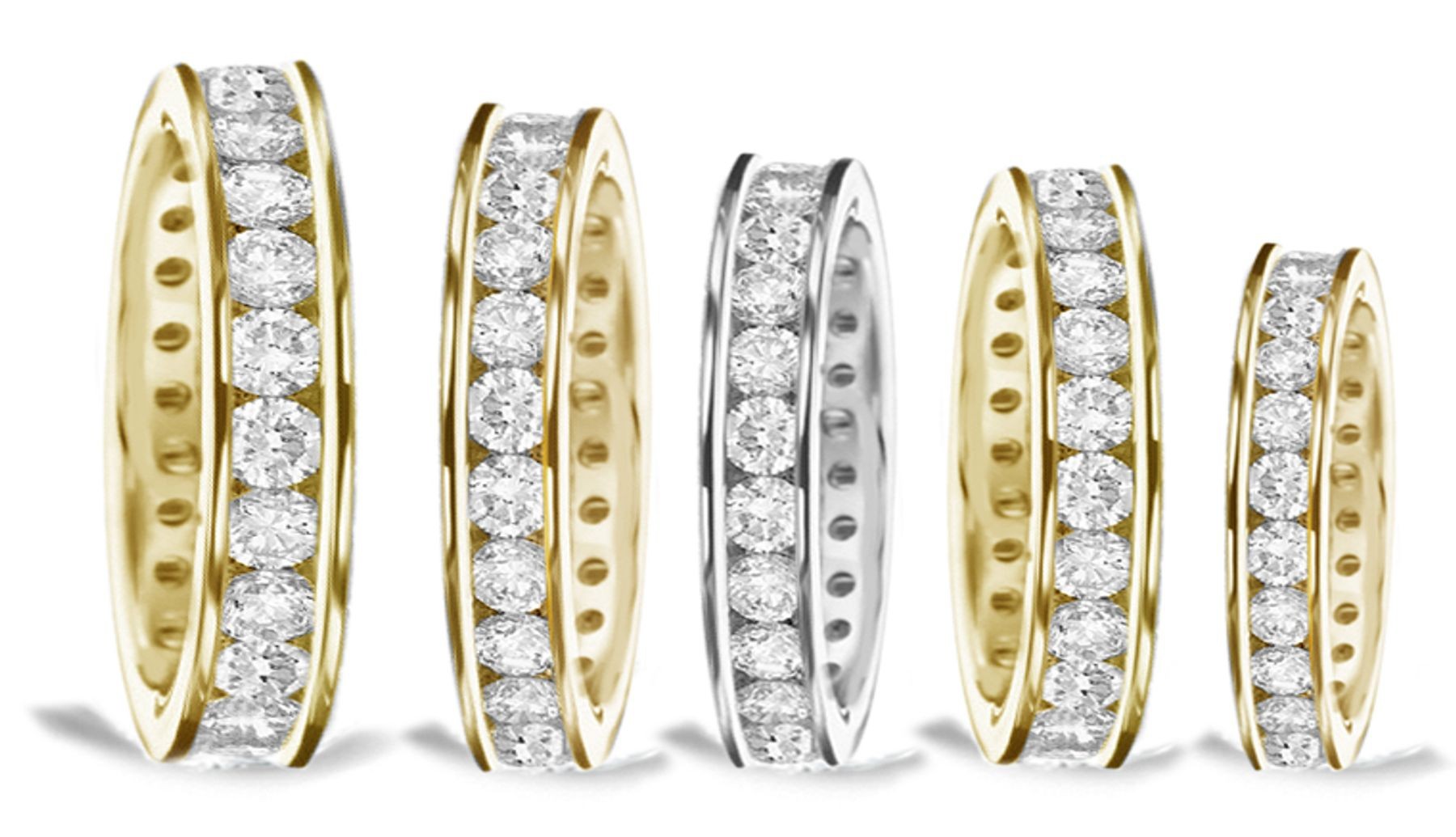 Gold Channel Diamond Anniversary Rings
