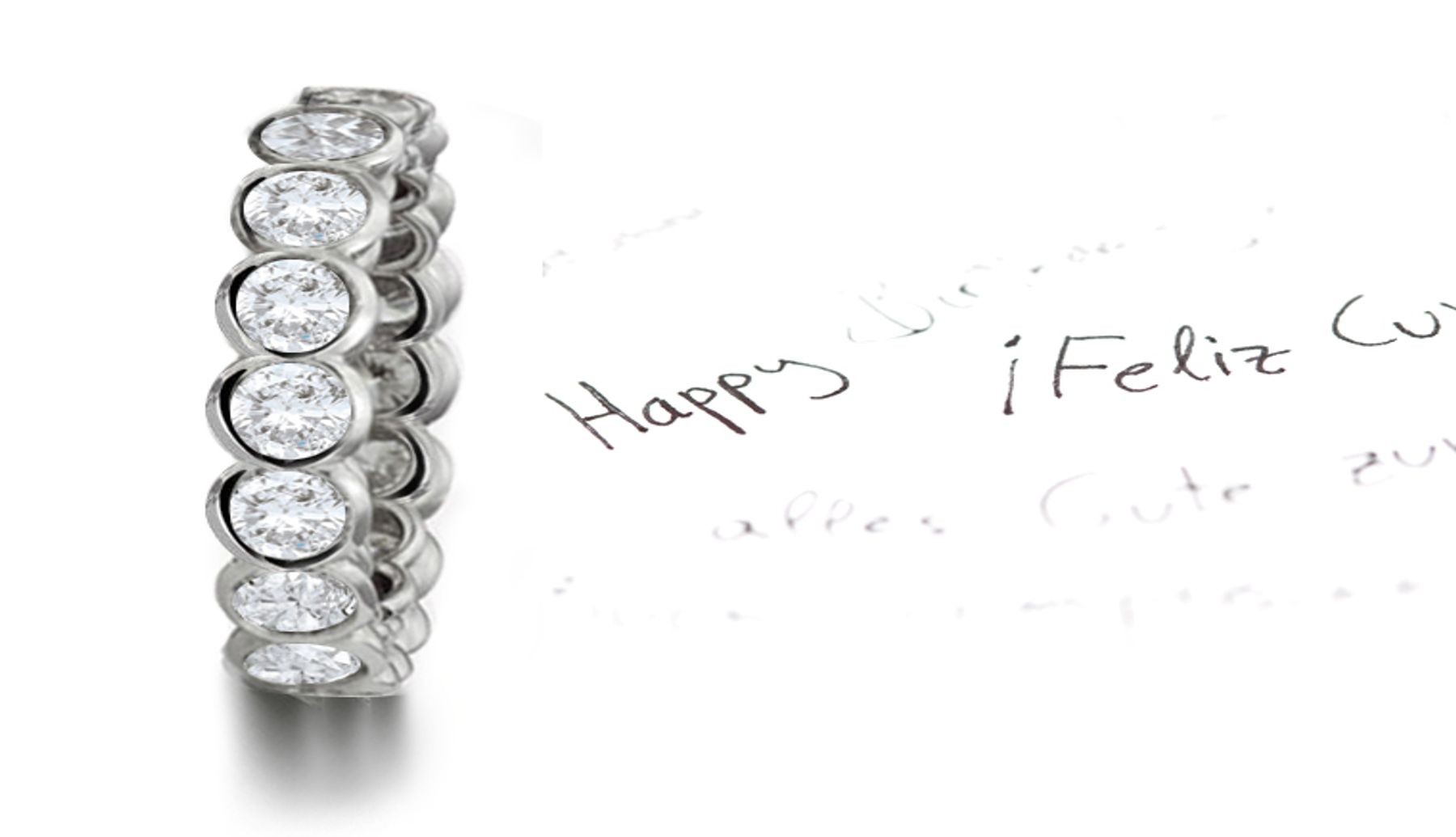 Innovative Settings: View Stunning Mesmerizing Full Bezel-Set Diamond Eternity Band Hand-Set with Round Diamonds in 14k White, Gold