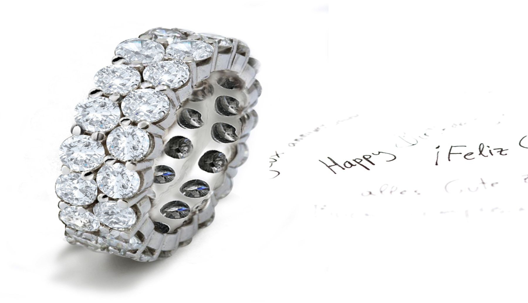 Symbols of Glamour: View Glittering Double Ka Band 60 Round Diamond Eternity Ring in Polished Plat 950 2 mm High