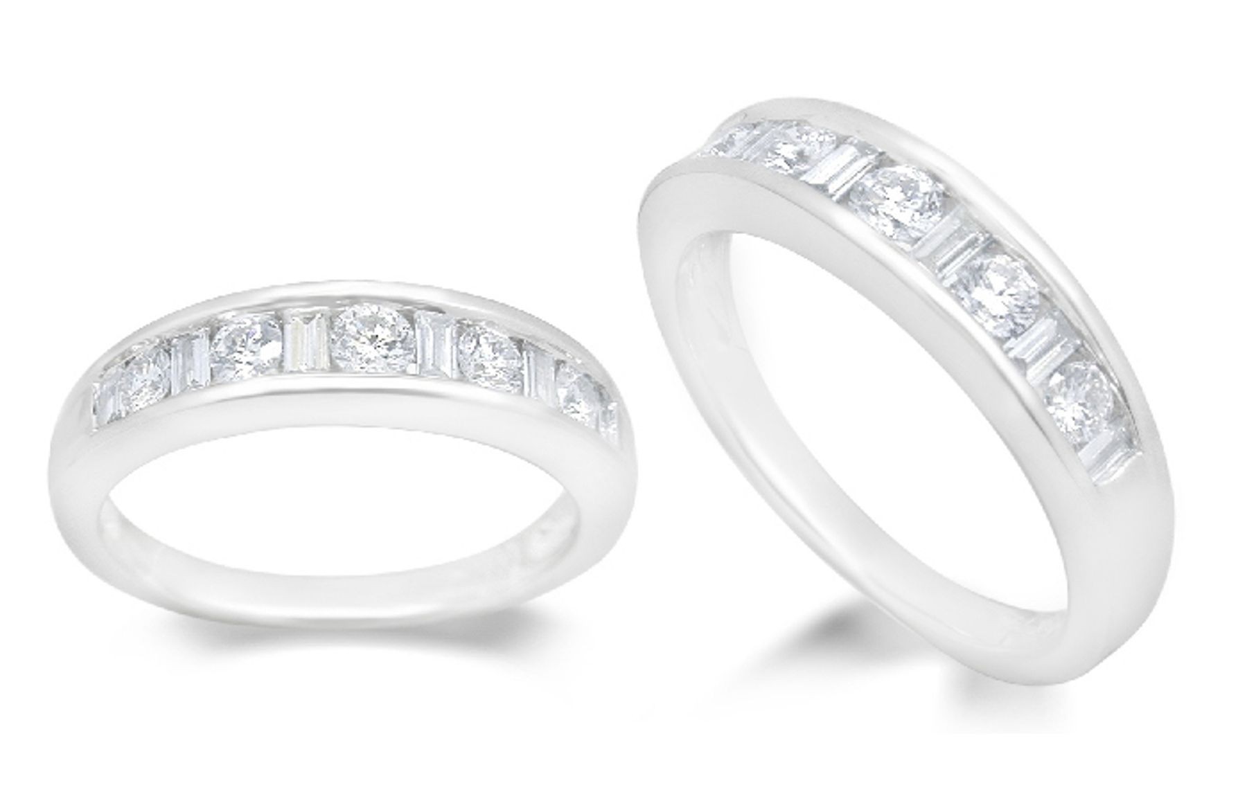 Platinum Bagguette Round Diamonds Eternity Band