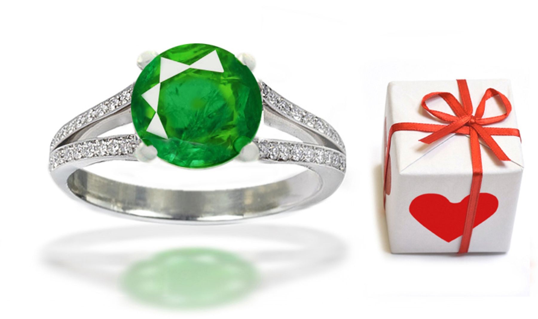 Spectacle of Gemstones: Twisted Shank Pave Set Diamond & Center Round Emerald Ring