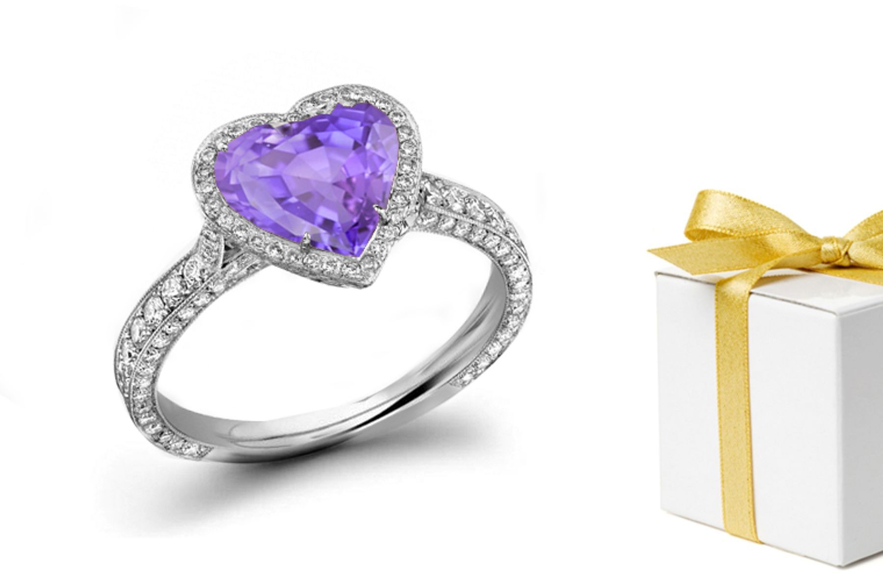 Happiness: Purple Sapphire & White Diamond Micro Pave Ring