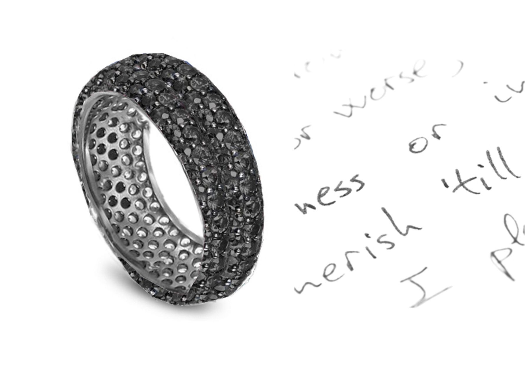 A Brilliant: 6 mm Wide Micropavee Encrusted Black Diamonds All Over the Platinum Band Womens Ring Size 3 - 8