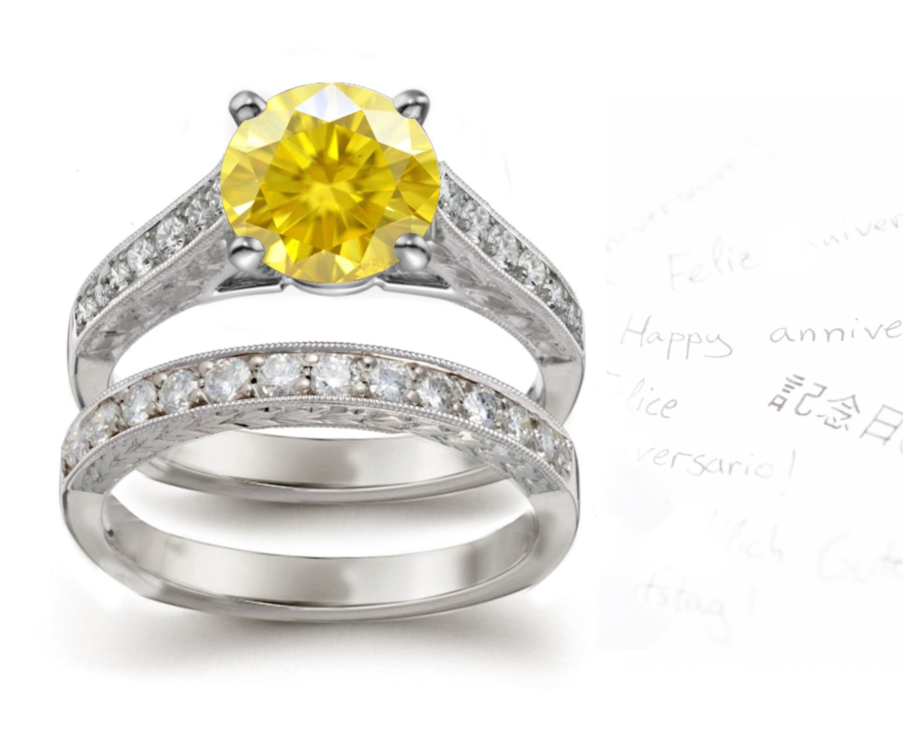 Yellow Diamond Engagement & Wedding Ring