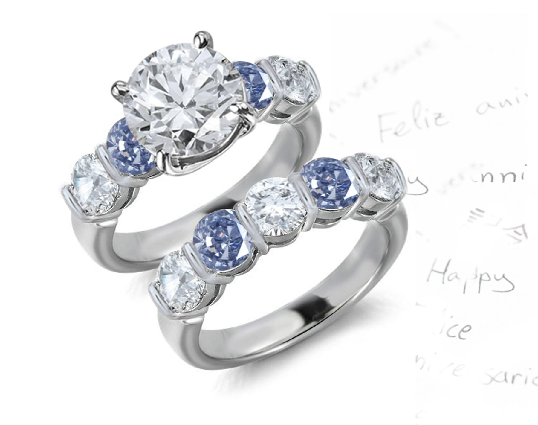 Blue Colored Diamonds & White Diamonds Fancy Blue Diamond Engagement Rings