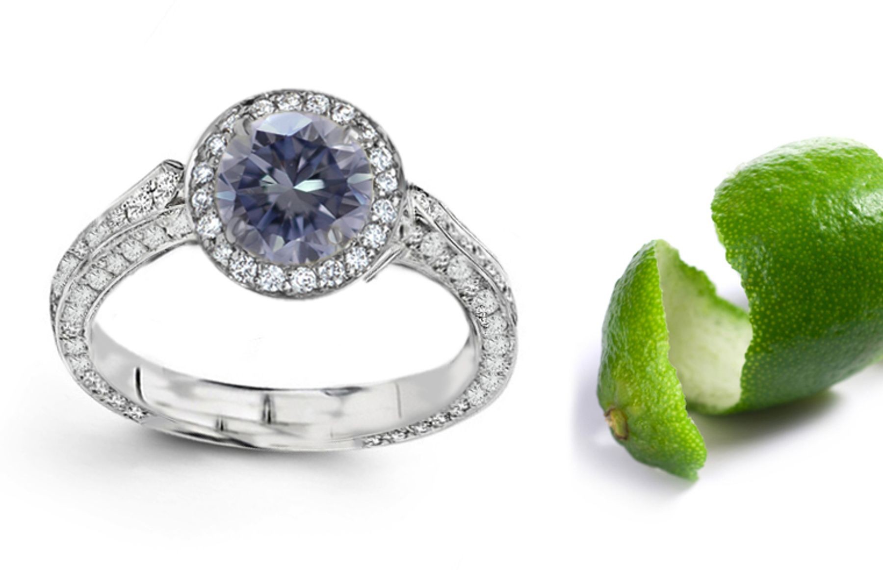Premier Colored Diamonds Designer Collection - Voilet Colored Diamonds & White Diamonds Fancy Voilet Diamond Engagement Rings